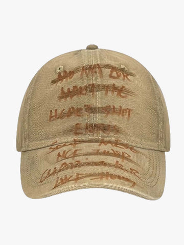 Embroidered Washed Distressed Denim Baseball Cap