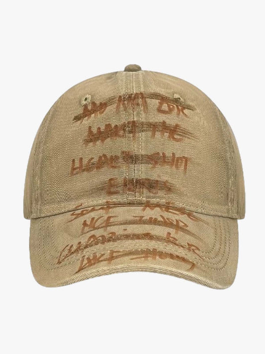 Embroidered Washed Distressed Denim Baseball Cap