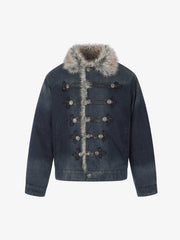 Faux-Fur Collar Multi-Button Quilted Coat