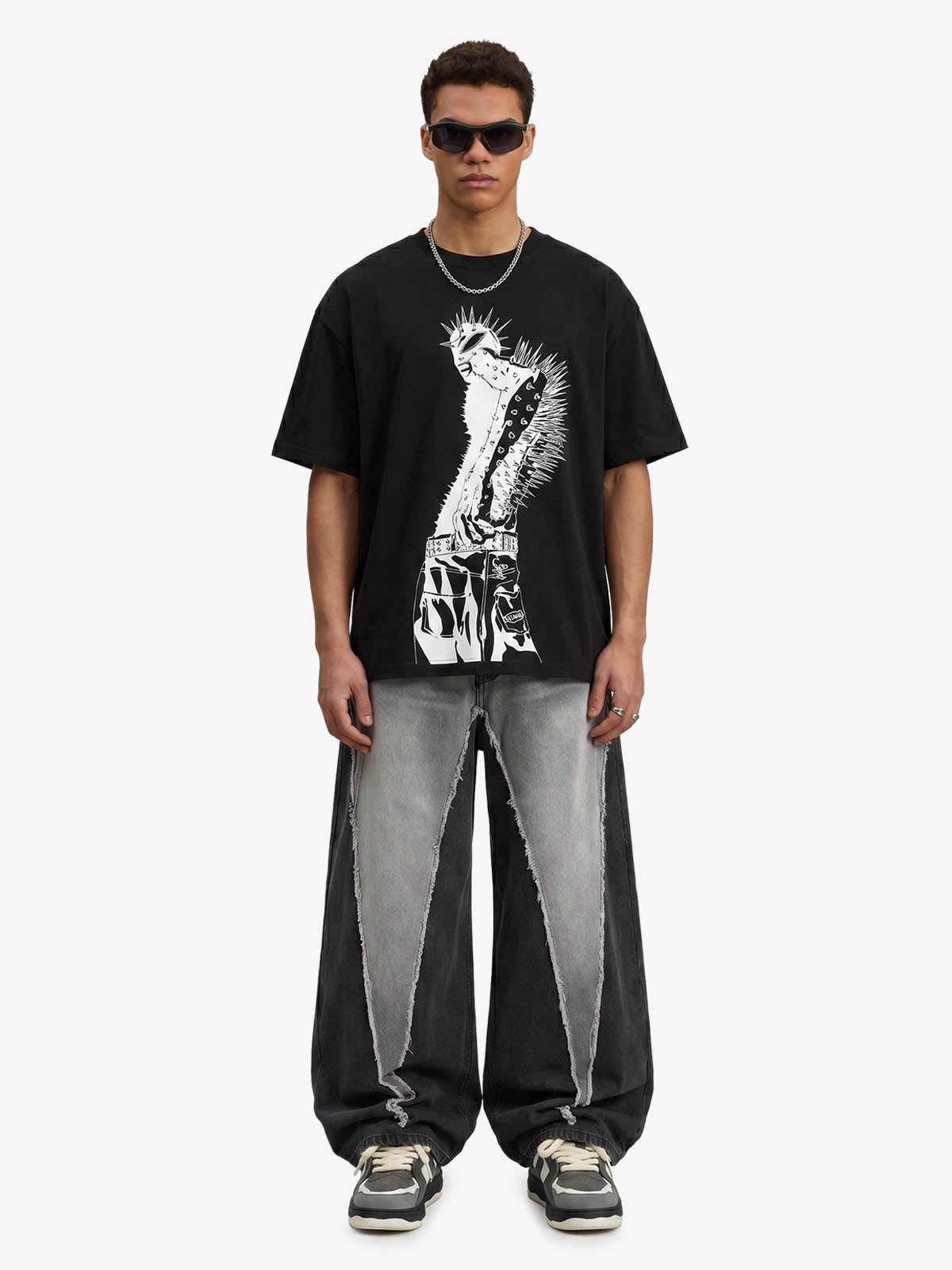 Punk Spiked Graphic T-Shirt 