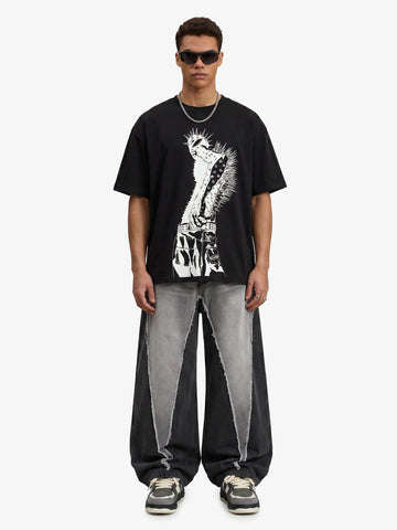 Punk Spiked Graphic T-Shirt 