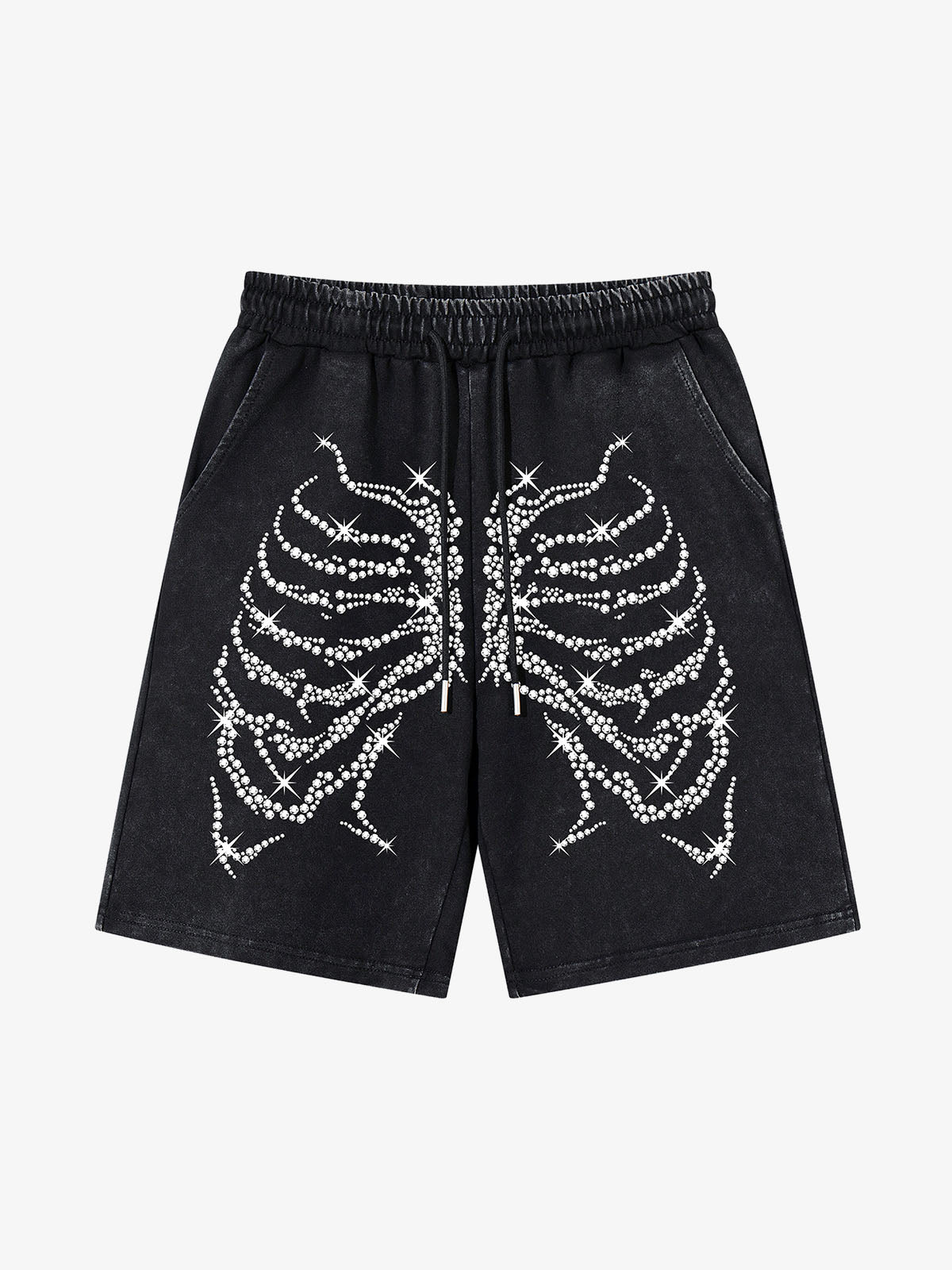 Distressed Skull Rhinestone Shorts