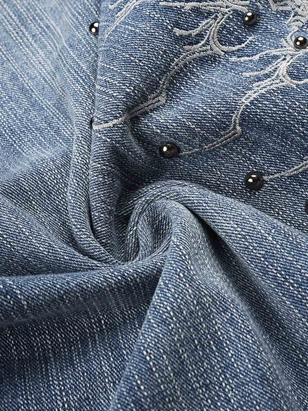 Pantalones vaqueros cortos bordados con cuentas