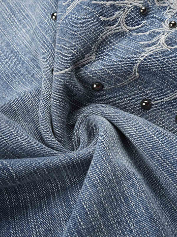 Pantalones vaqueros cortos bordados con cuentas