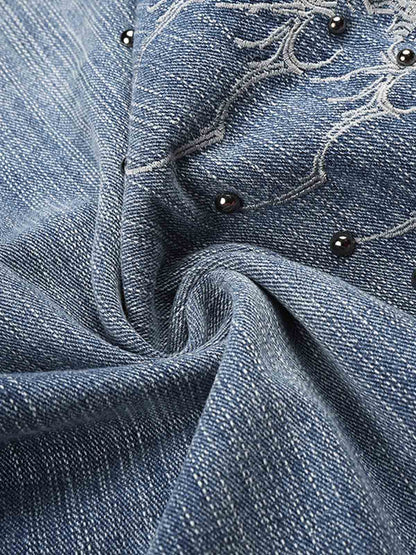 Pantalones vaqueros cortos bordados con cuentas