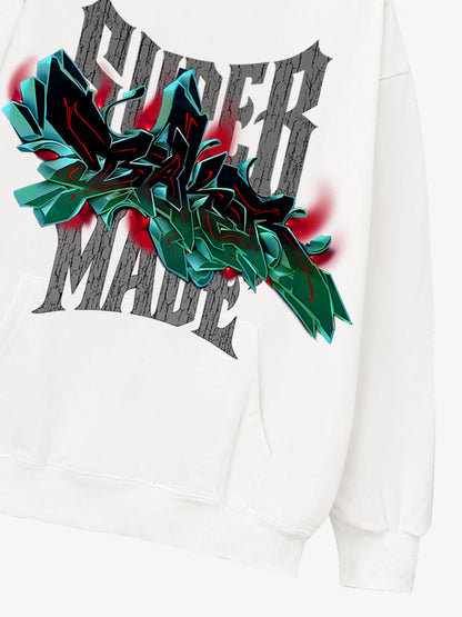Street graffiti pattern design hooded sweatshirt 