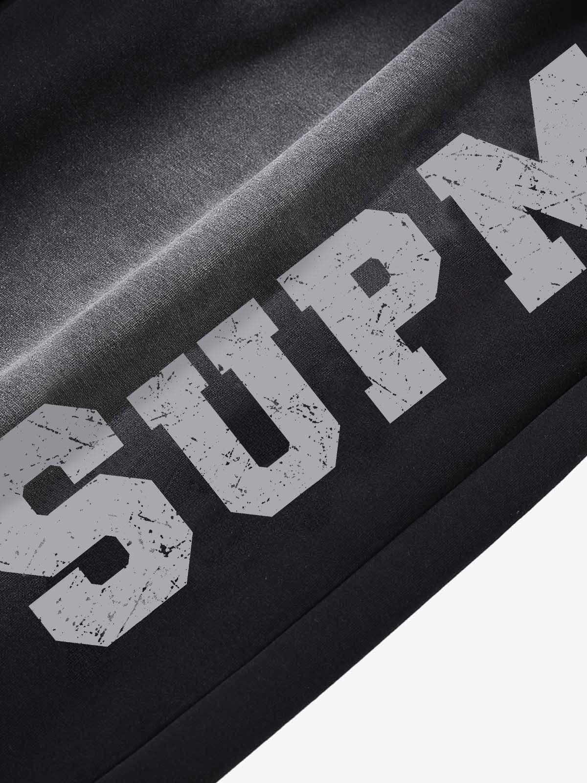 French Terry Distressed Gradient Drawstring Wide Leg Pants 