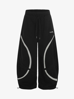 Retro Contrast Panel Drawstring Sweatpants 