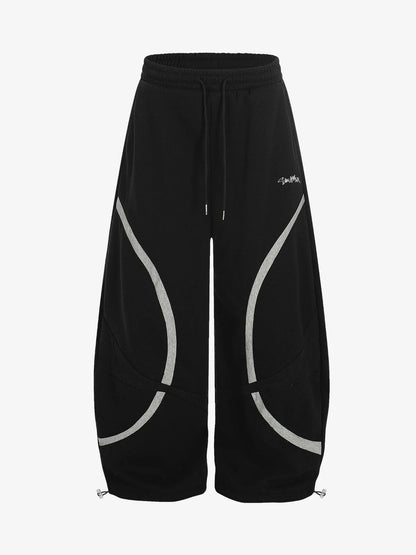 Retro Contrast Panel Drawstring Sweatpants 