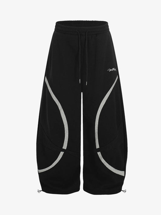 Retro Contrast Panel Drawstring Sweatpants 