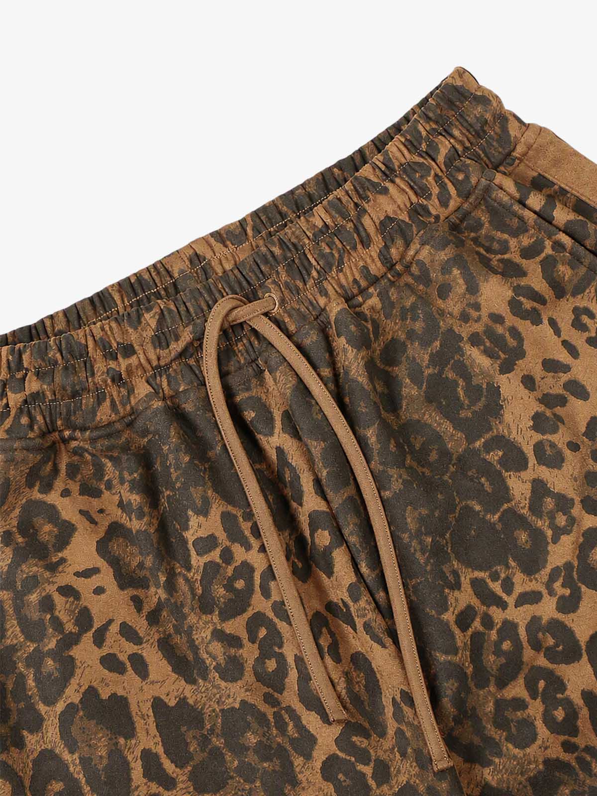 French Terry Cheetah Print Suede Tracksuit - 2277
