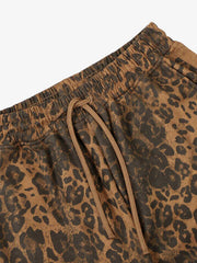 French Terry Cheetah Print Suede Tracksuit - 2277