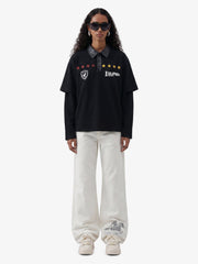Motorcycle Style Lapel Polo Long Sleeve T-Shirt 
