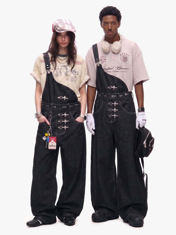 Detachable One-Shoulder Denim Overalls
