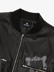 Thorn Destruction Frame Pattern Leather Vest 