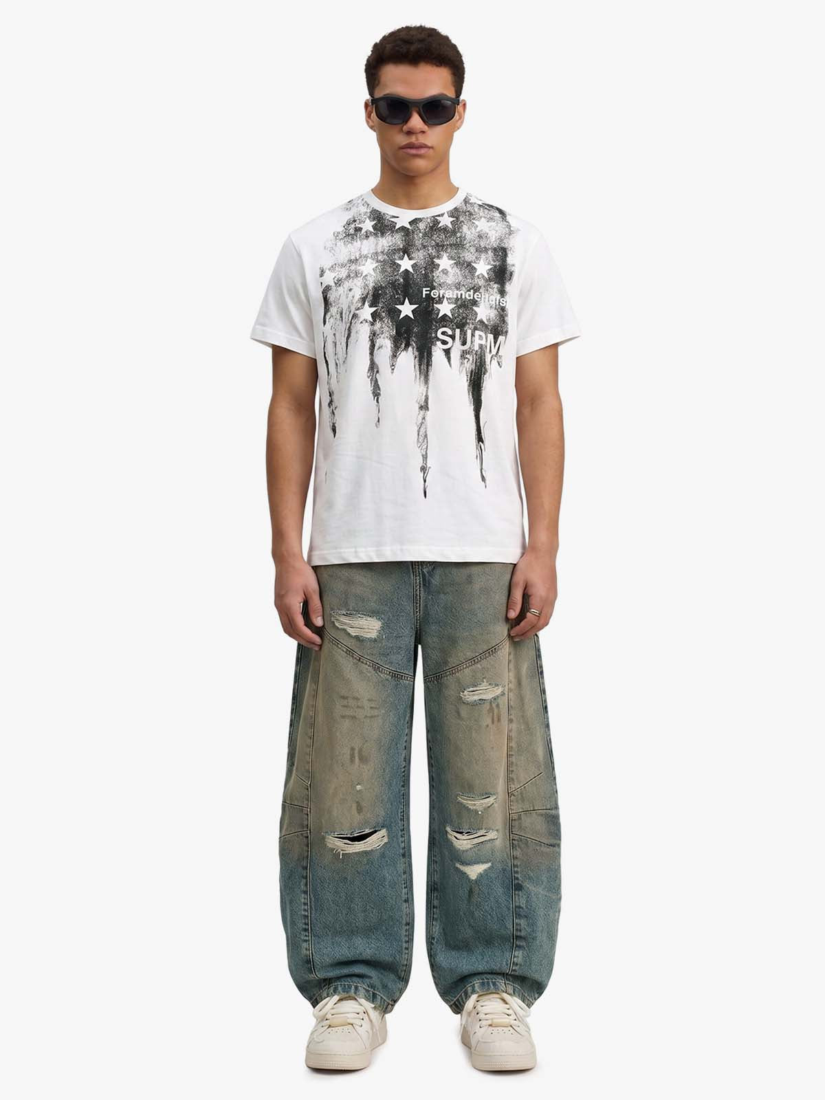 Vintage Mud-Dyed Distressed Barrel Jeans - 2537 