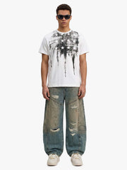 Vintage Mud-Dyed Distressed Barrel Jeans - 2537 