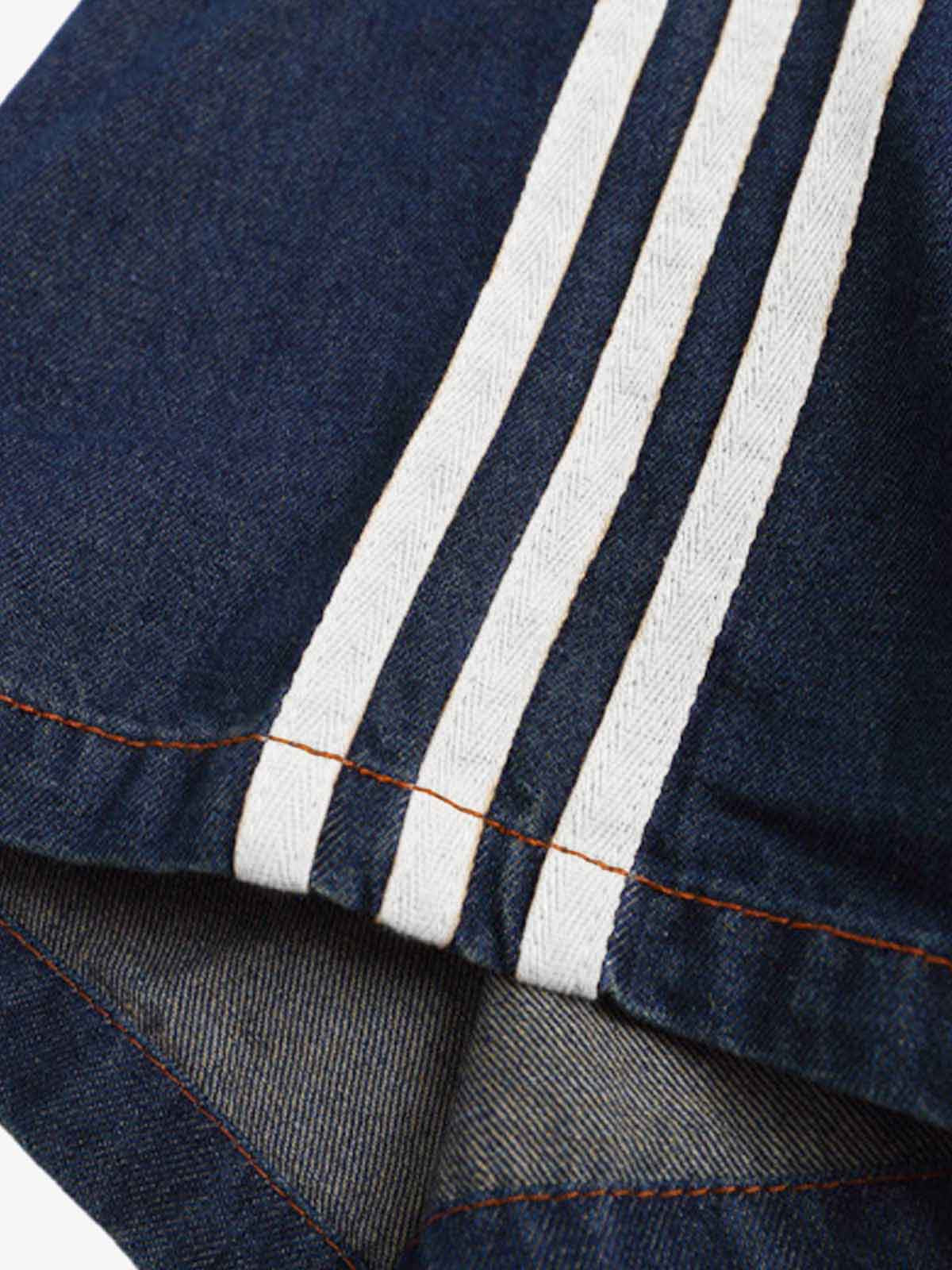 Denim Vintage Washed Distressed Gradient Embroidery T-Shirt 