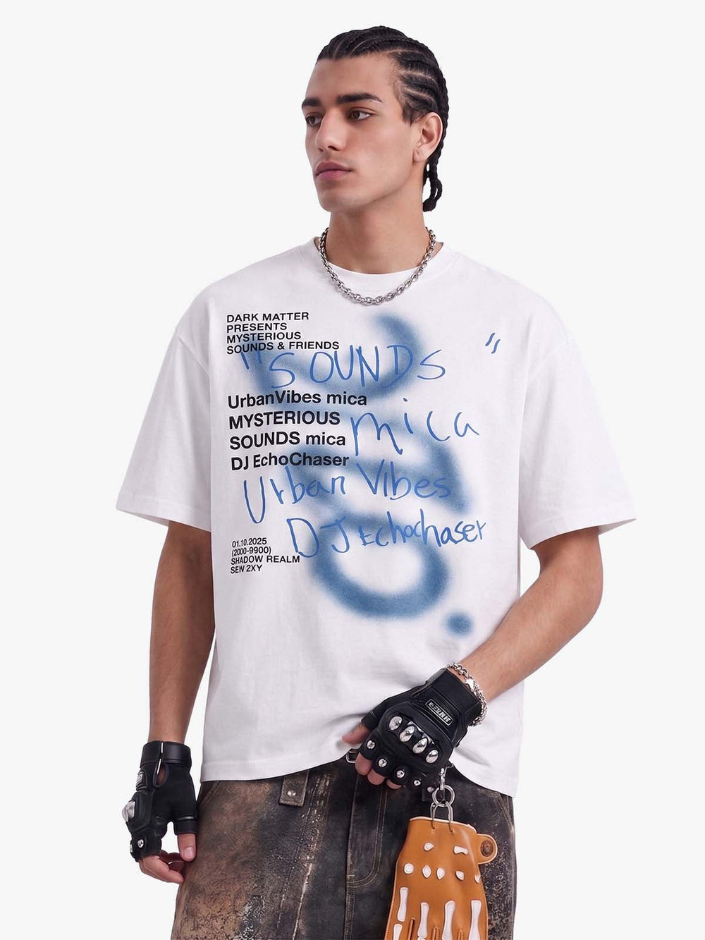 Washed Graffiti Text Print Spray Effect T-Shirt - 2614 