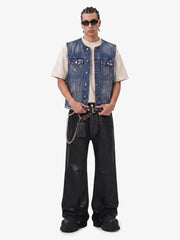Thesupermade Black Wax Coated Flare Jeans - 2212 