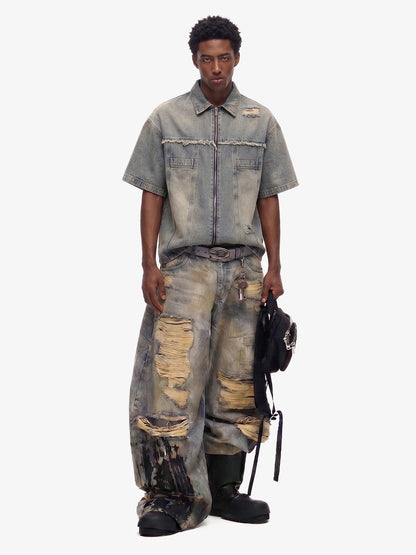 Ripped Denim Distressed Suit - 2460 