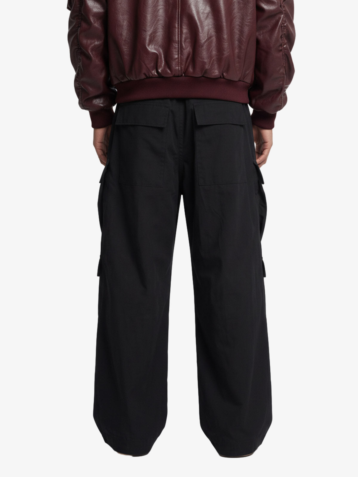 Woven Multi-Pocket Baggy Flared Pants - 2321 