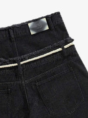 Jeansshorts mit Strassbuchstaben-Grafik und Kordelzug
