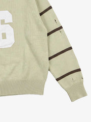 Distressed '23' Appliqué Boxy Fit Sweater; Green / M, Green / L, Green / XL