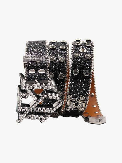 Thesupermade Rhinestone Skull Belt - 1668 