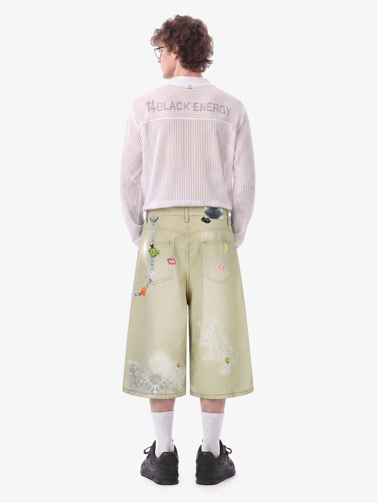 Flower Patch Distressed Denim Shorts 