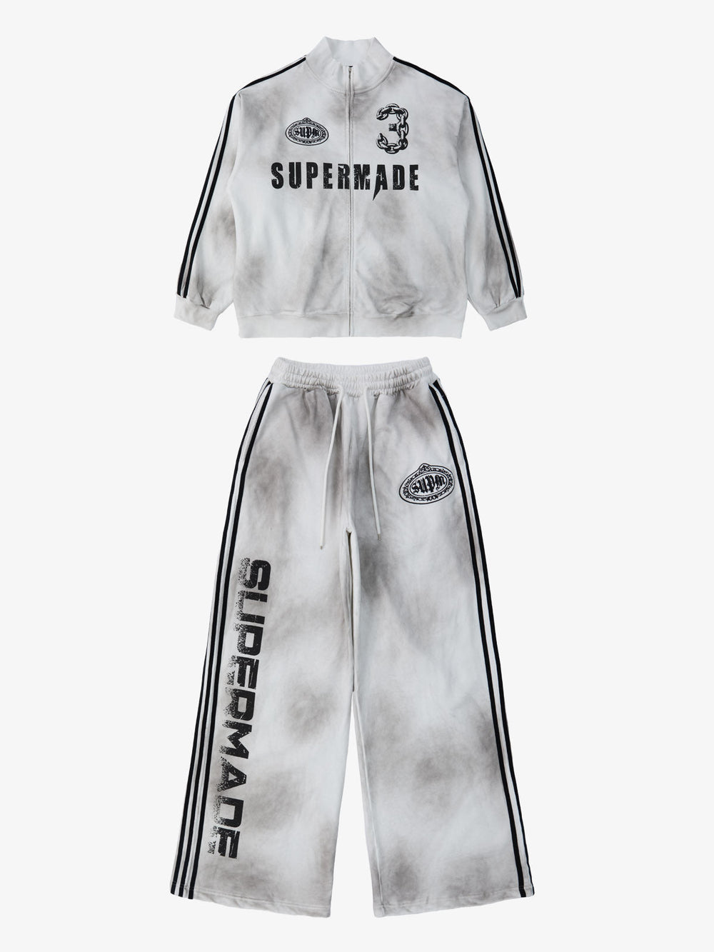 Supermade Vintage Distressed NO.3 Stand Collar Tracksuit - 2591 
