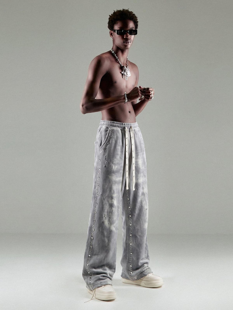 Distressed Rhinestone Sweatpants