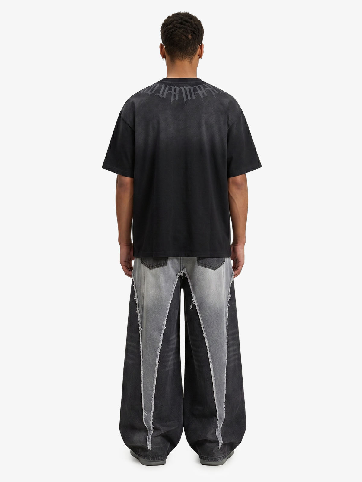 Retro Gradient Letter Printed Washed Oversize T-shirt 