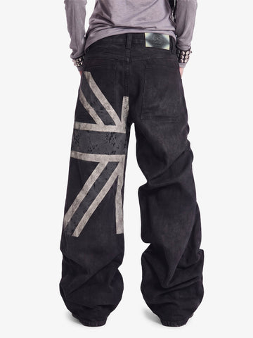 Flag Graphic Washed Distressed Jeans