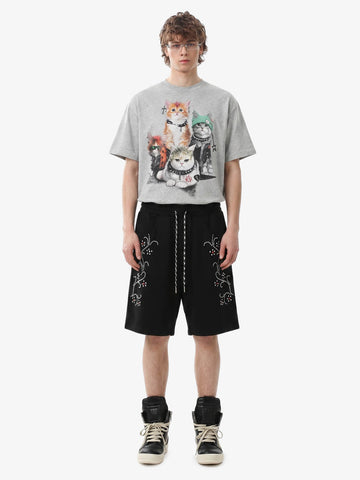Rhinestone Graphic Knit Shorts 