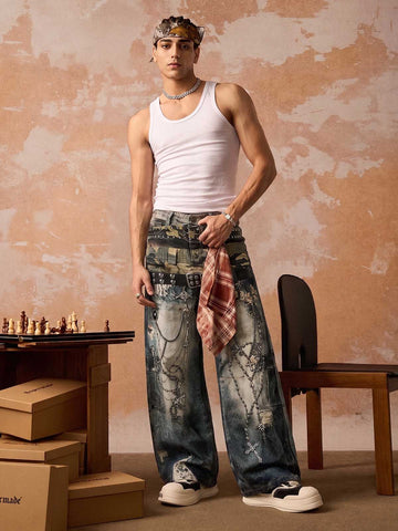 Jeans desgastados con impresión 3D