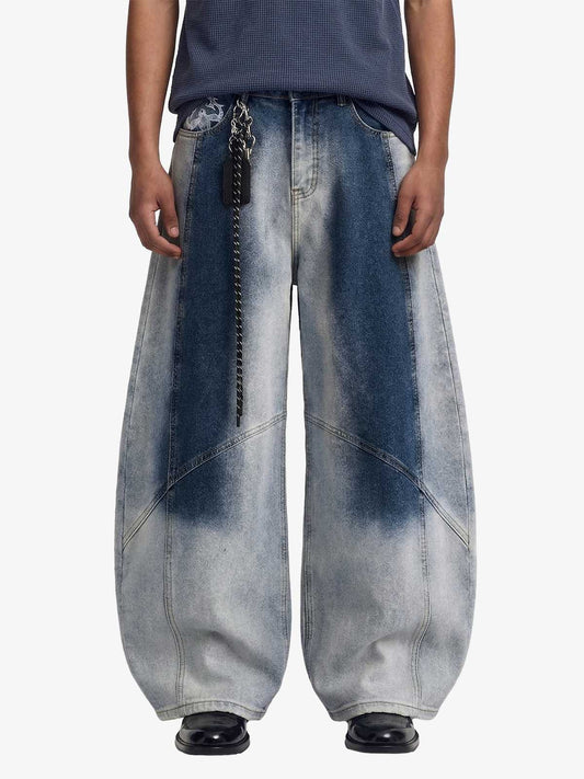 Washed Scorpion Graphic Curved Panel Pants - 2615 