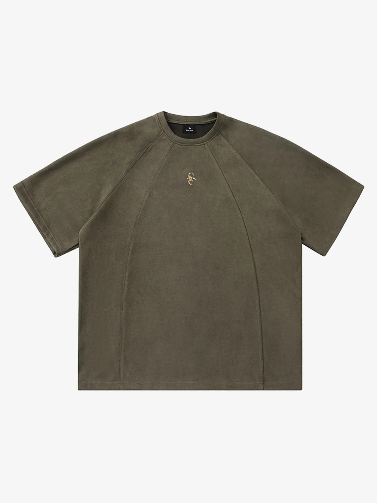 Suede Panel Raglan T-Shirt 