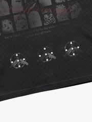 Anti-War Graphic Beaded Waffle Long Sleeve Tee