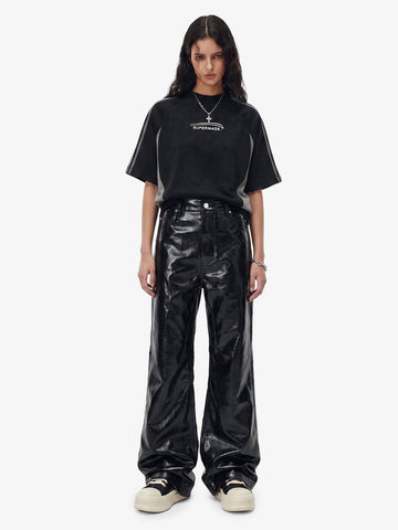 Thesupermade Glossy Patent Leather Flare Pants - 2396 