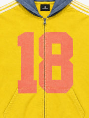 Racing Number Graphic Color Block Cropped Zip Hoodie; Yellow / S, Yellow / M, Yellow / L, Yellow / XL, Yellow / 2XL