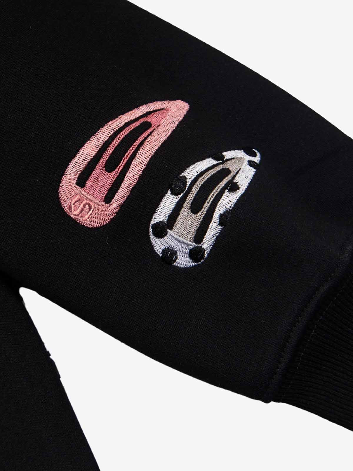 Detachable Hair Clip Decoration Zip Up Hoodie 