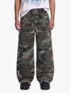 Retro Double Waist Camouflage Barrel Pants - 2555