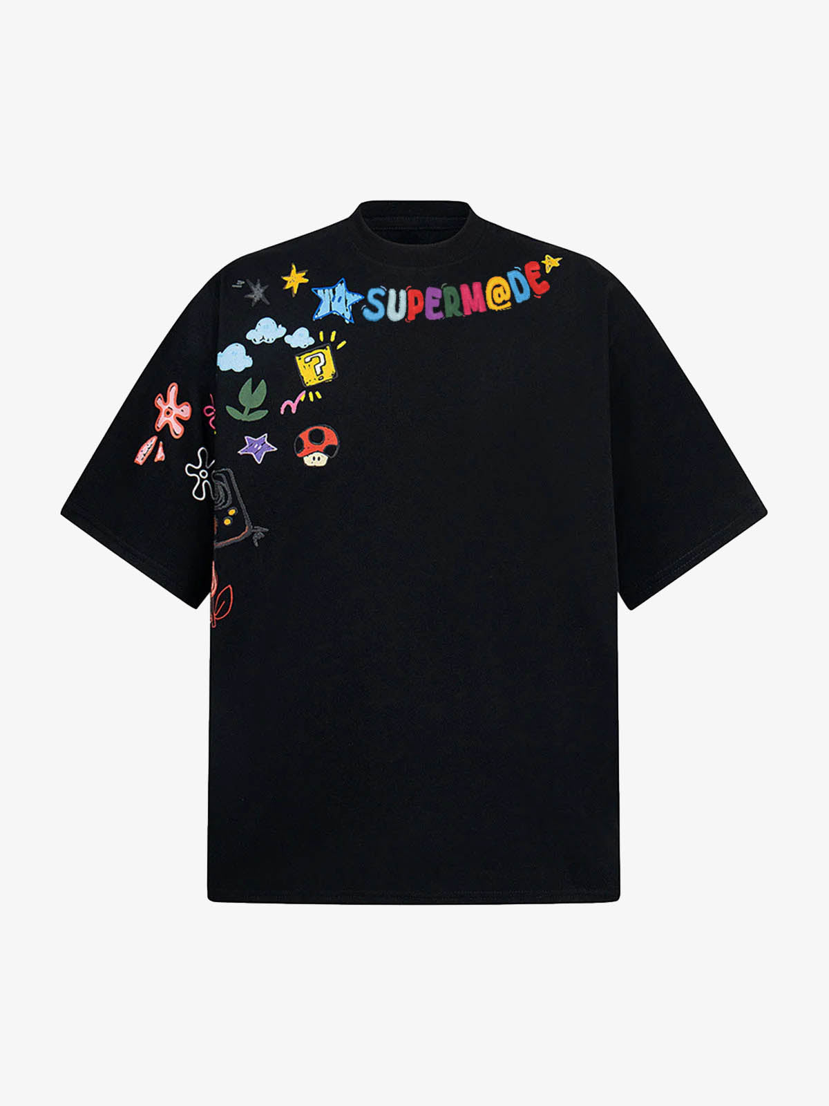 Colorful Fun Pattern Crew Neck T-Shirt 