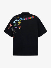 Colorful Fun Pattern Crew Neck T-Shirt 