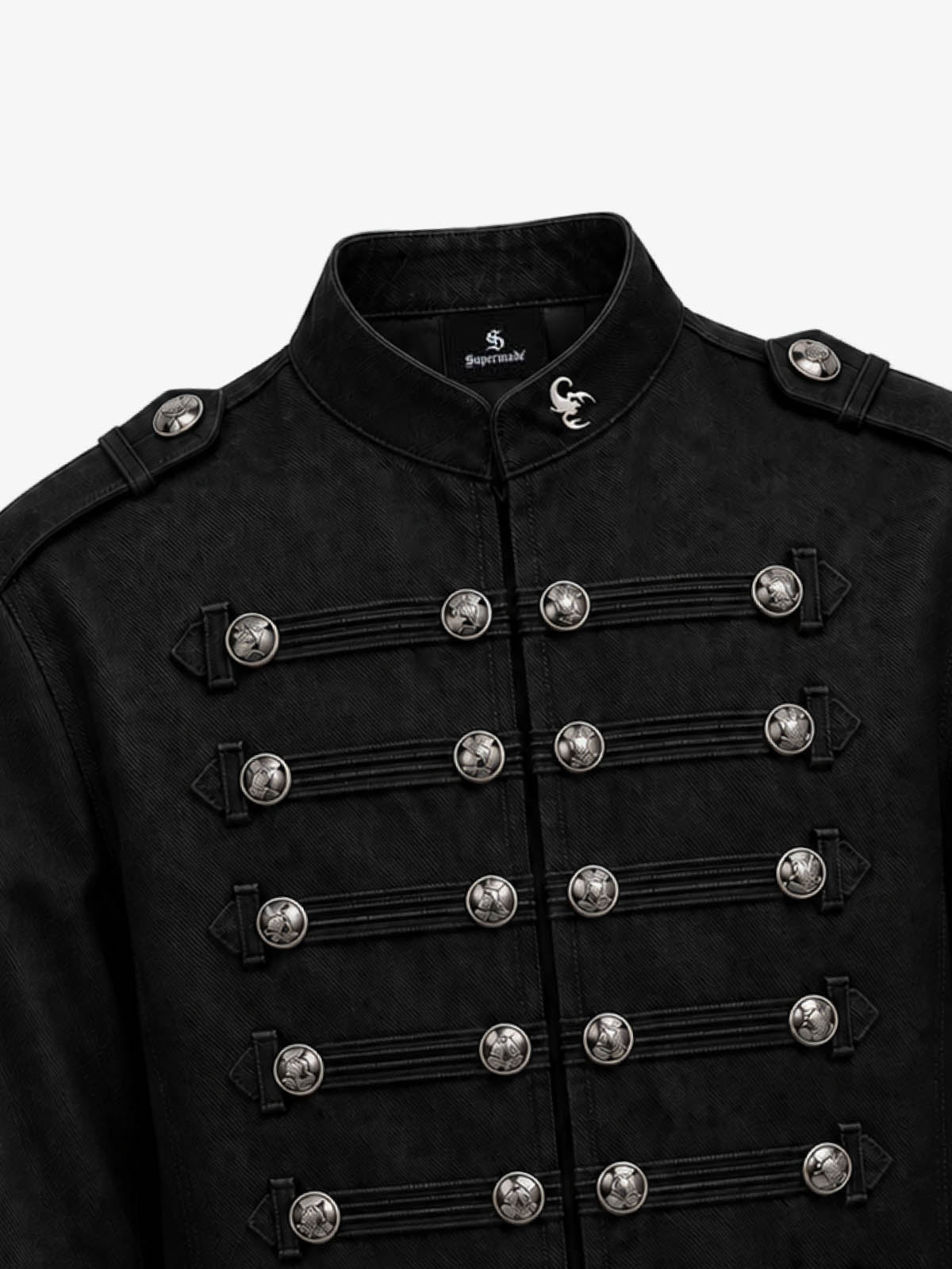 Vintage Militär-Jeansjacke mit silbernen Knöpfen - 2642