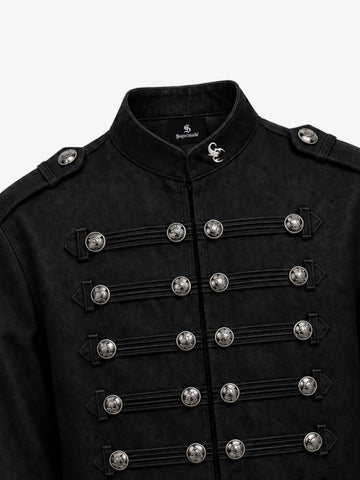 Chaqueta vaquera militar vintage con botones plateados