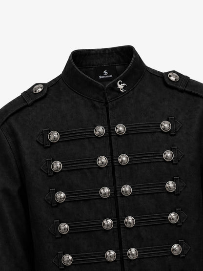 Chaqueta vaquera militar vintage con botones plateados