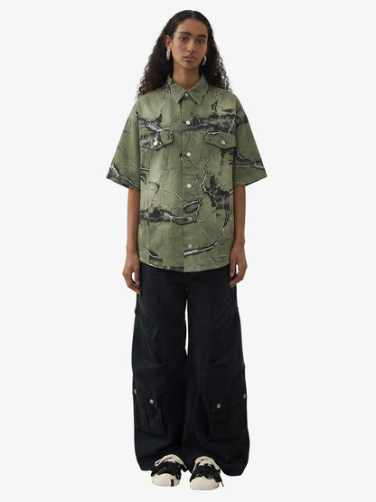 Lightning Storm Print Short Sleeve Shirt 