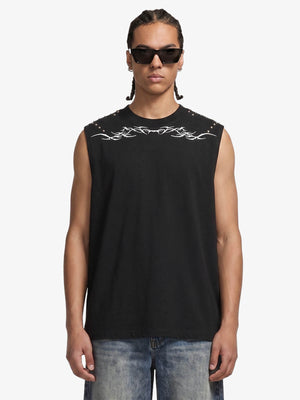 Studded Tribal Sleeveless T-Shirt 